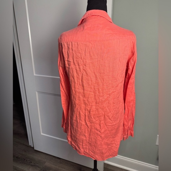 Malvin Germany I love linen coral pin tuck long sleeve blouse collared button - Picture 4 of 8